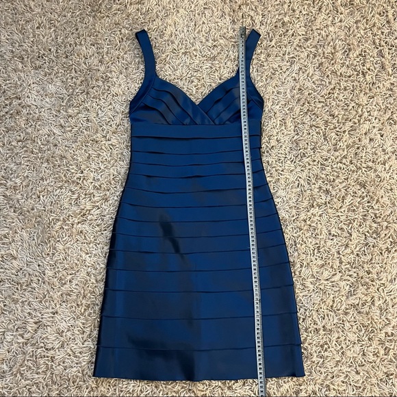 BCBG Blue Satin Tiered Dress - Picture 5 of 8